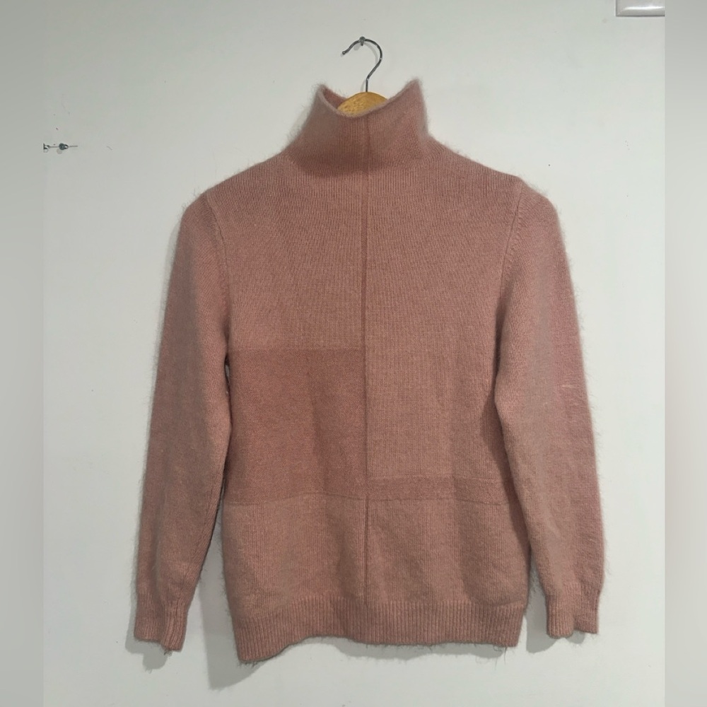 Pink Knit Alpaca Turtleneck Pullover Sweater Women's Long Sleeve Classic